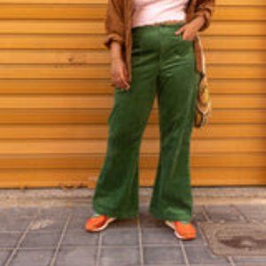 Lucy and Yak Ziggy Trousers Organic Corduroy Spruce Green